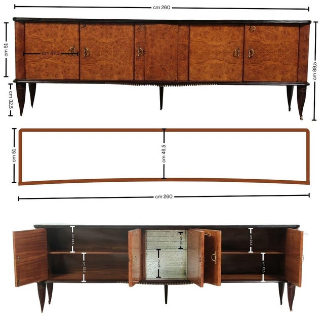 Vintage Wooden Sideboard with Decorated Glass Top and Bar Compartment For Sale - Image 13 of 18