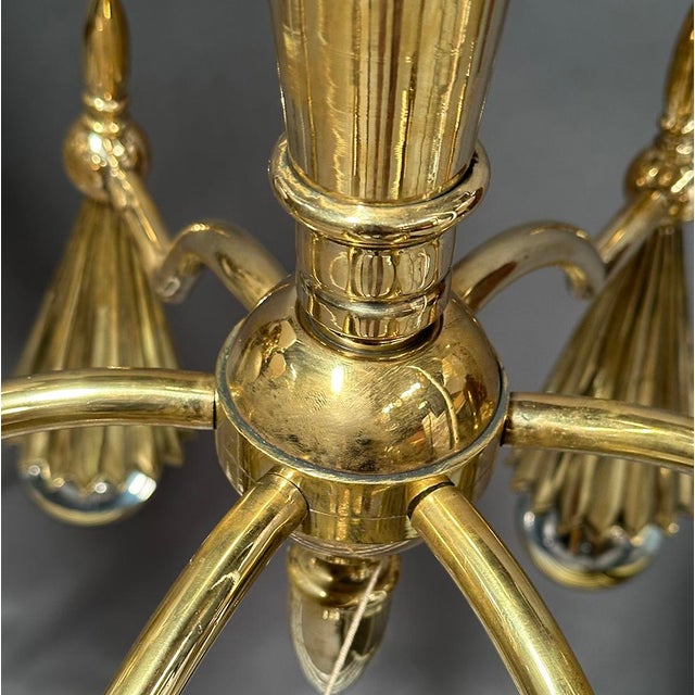 Metal Brass Chandelier attributed to Dagobert Peche, 1915 For Sale - Image 7 of 8