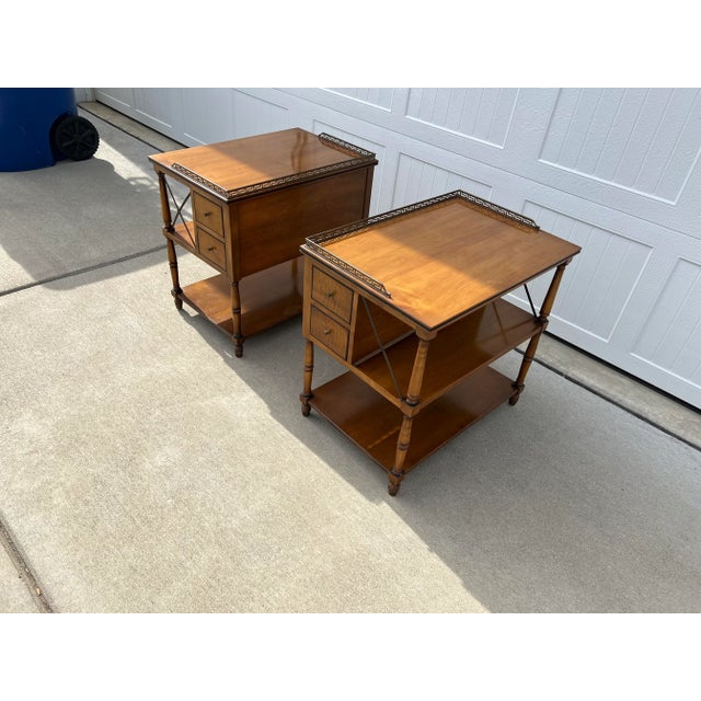 Mid20th Century Kittinger 2 Drawer Mahogany Side Tables a Pair With