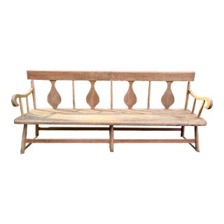 Early 19th Century Tulip Back Long Antique Bench For Sale