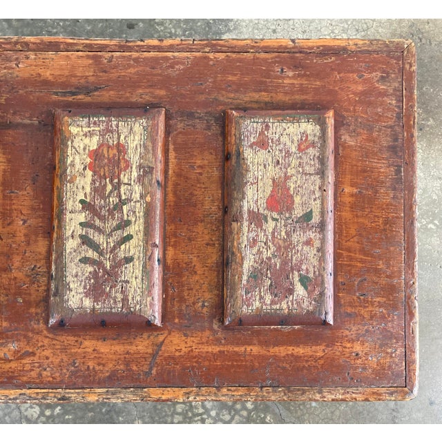 Antique Hand-Painted Wood Trunk Tool Chest For Sale - Image 10 of 12