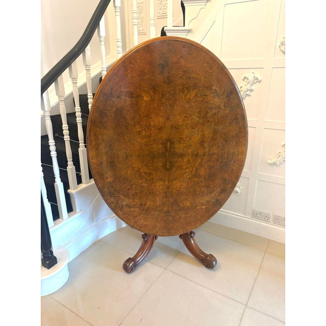 Antique Victorian Burr Walnut Carved Centre Table, 1860 For Sale - Image 15 of 15