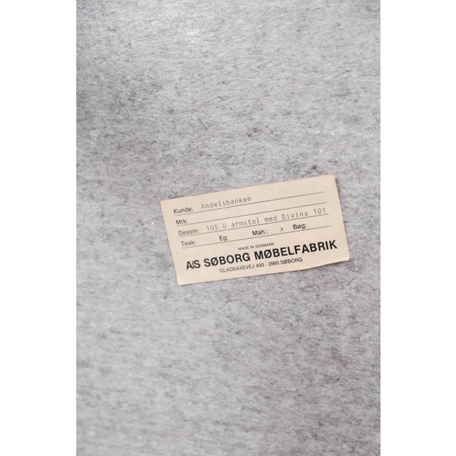 Danish Mahogany and Light Fabric Armchair from Søborg, 1960s For Sale - Image 9 of 12