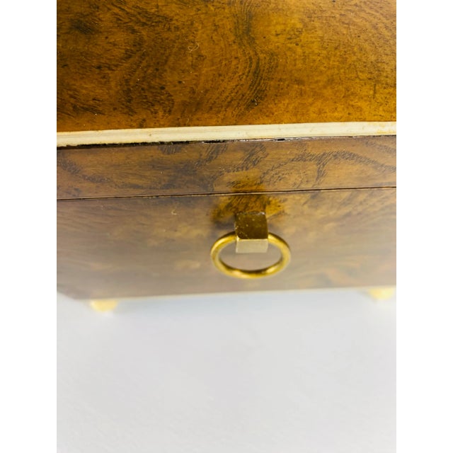 Vintage Burled Walnut With Faux Ivory Dresser Box After Maitland Smith. For Sale - Image 10 of 11