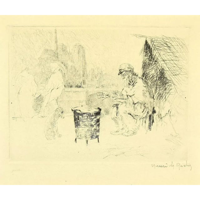 Henri de Rachy - Chestnut Seller - Original Etching and Drypoint - 1916 For Sale - Image 3 of 3