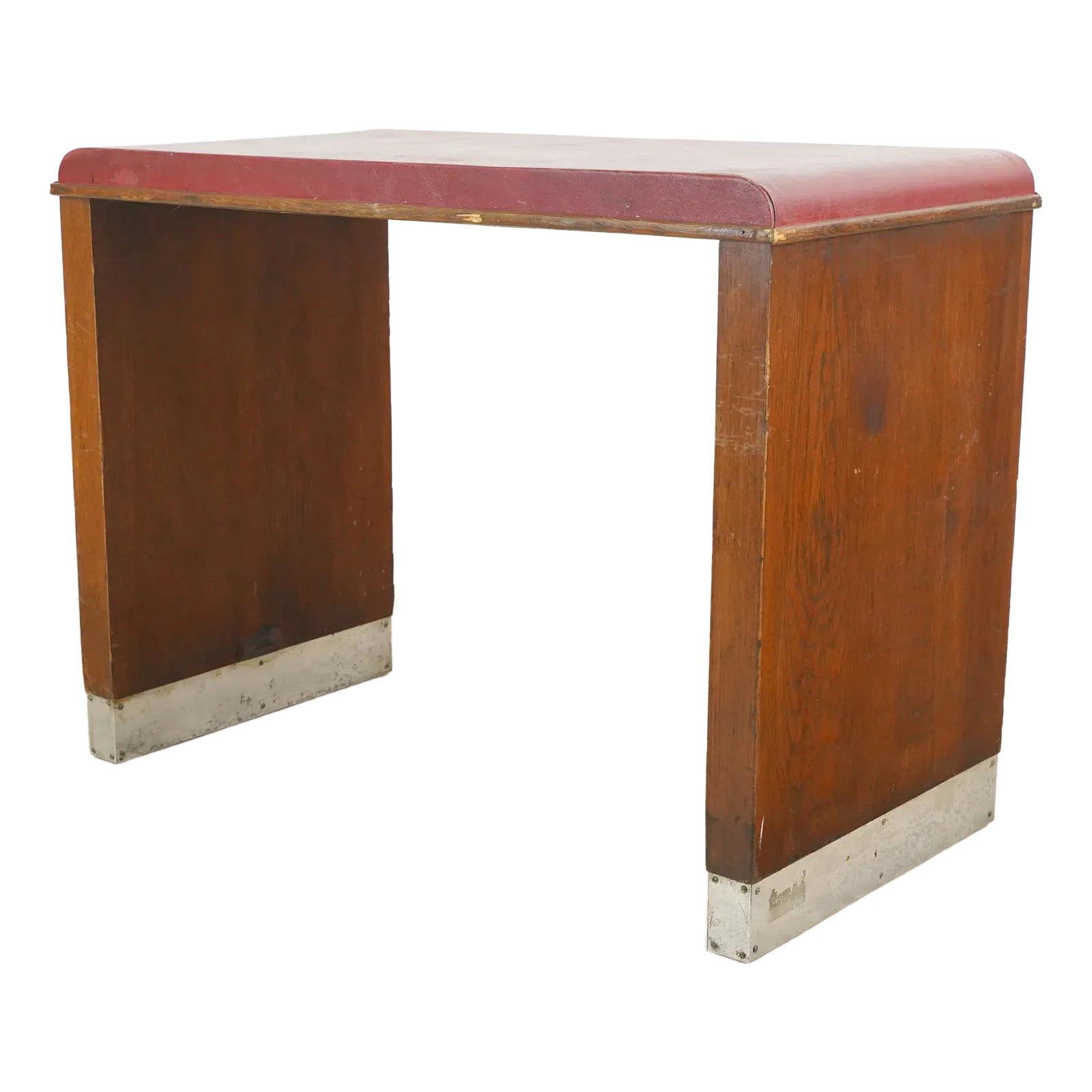 Art Deco Wood & Vinyl Console Table | Chairish