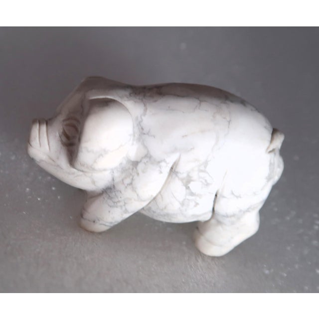 Gemstone Miniature Well-Carved Piglet "Miss Piggy" - Pig - - Of Uncommon Magnesite Stone. For Sale - Image 7 of 14