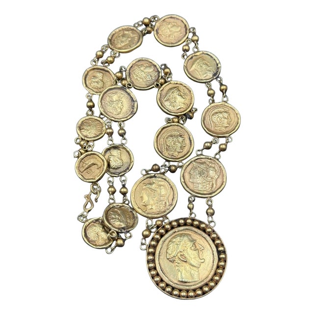 Bochic "Roman" Antic Roman Pure Gold Coin Necklace Set 18K Gold For Sale