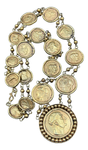 Bochic "Roman" Antic Roman Pure Gold Coin Necklace Set 18K Gold