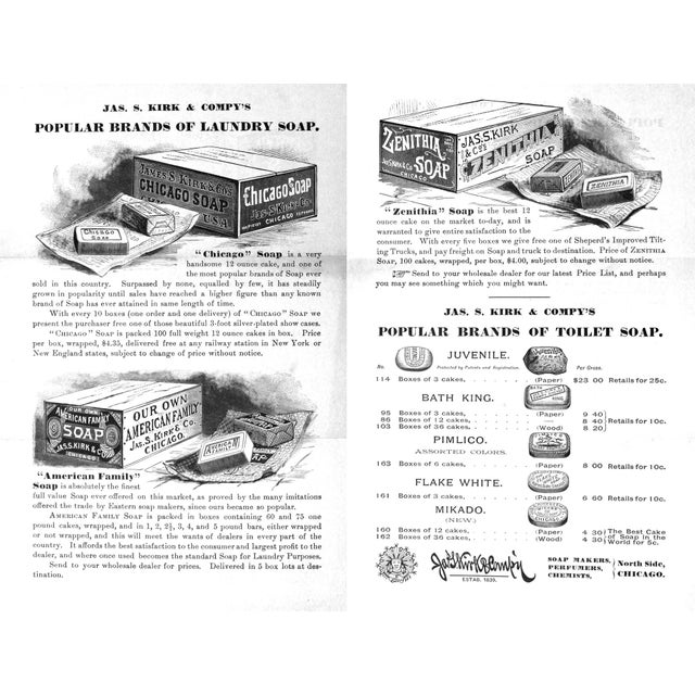 Wood 1880s–1890s James S. Kirk American Family Soap Framed Advertisement For Sale - Image 7 of 7