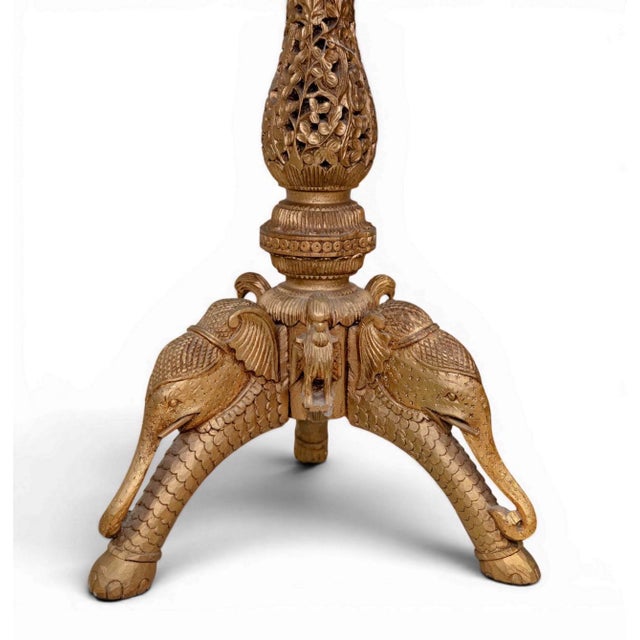 Early 20th Century Antique Anglo-Indian Carved Wood Elephant Table For Sale - Image 5 of 7