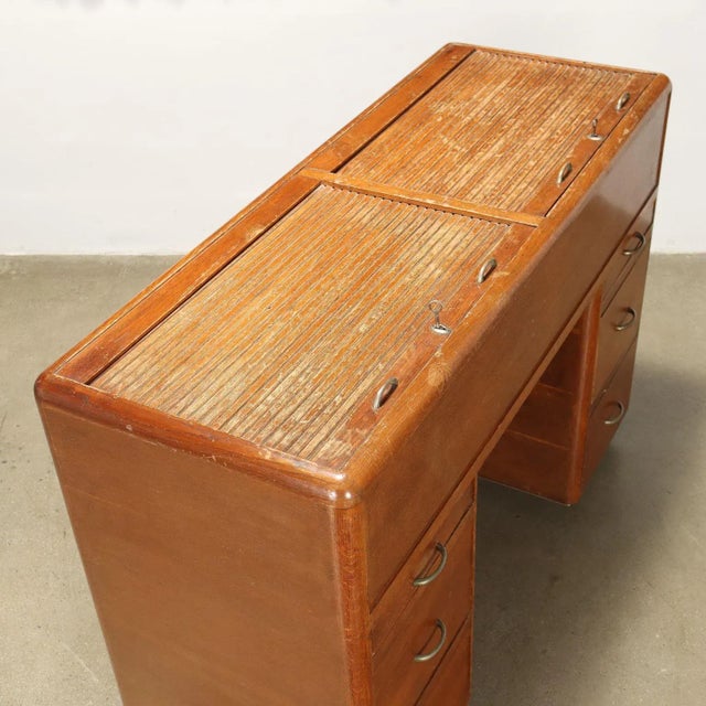 Vintage Cabinet with Compartment in Oak Veneer, 1950s For Sale - Image 4 of 10