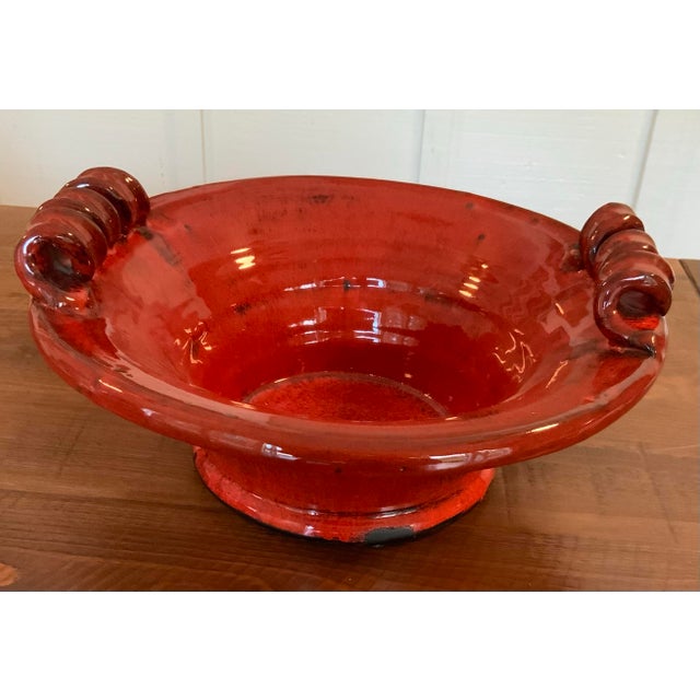 Early 21st Century Large Italian Fortunata Attributed Terracotta Centerpiece Bowl – Oxblood Red With Sculptural Rim – French Country, Cottage-Core, Rustic European For Sale - Image 5 of 8