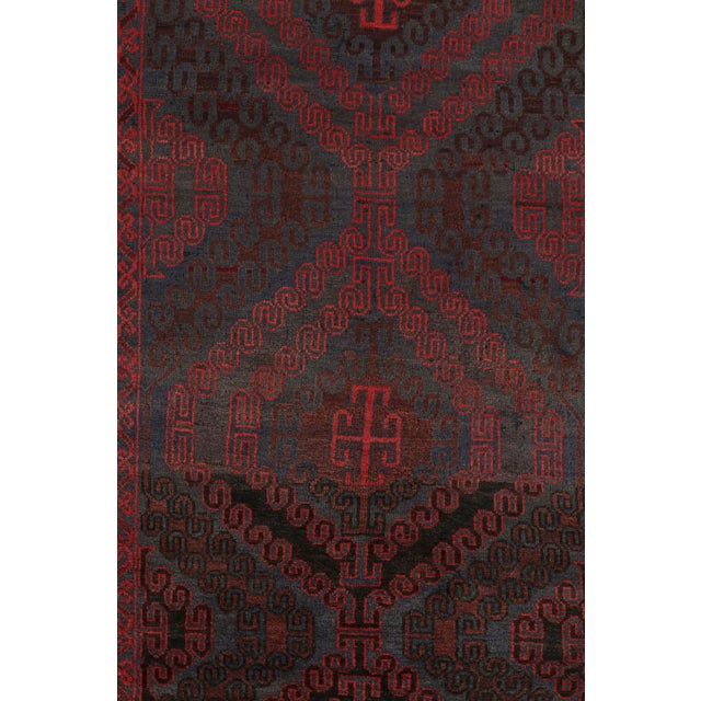 Tribal Rug & Kilim's Baluch Tribal Rug in Red, Blue and Brown Geometric Patterns For Sale - Image 3 of 7