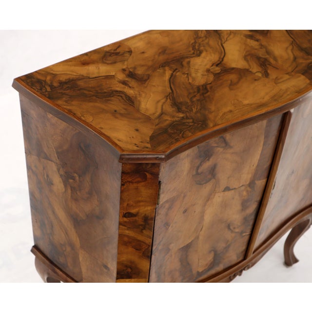 Italian Patch Olive Burl Wood Bombe Shape Hall Cabinet Console Cabinet Credenza For Sale - Image 14 of 15