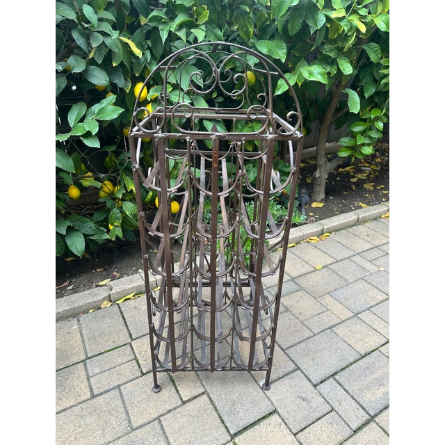 Spanish Revival Vintage Wrought Iron"Cage Shape"Wine Rack For Sale - Image 13 of 17