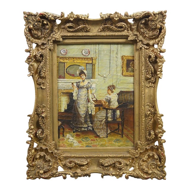 20th Century "The Keepsake" Regency Style Oil Painting After Charles Haigh Wood For Sale