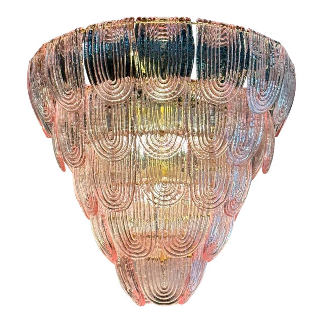 Modern Pink Murano Glass Waterfall Chandelier For Sale