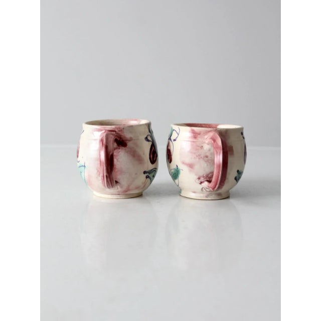 Contemporary Vintage Studio Pottery Mugs - a Pair For Sale - Image 3 of 12