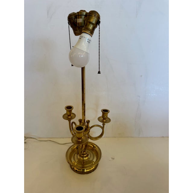 1940s Classic Brass Bouillotte Table Lamp With 3 Candle Arms For Sale - Image 5 of 8