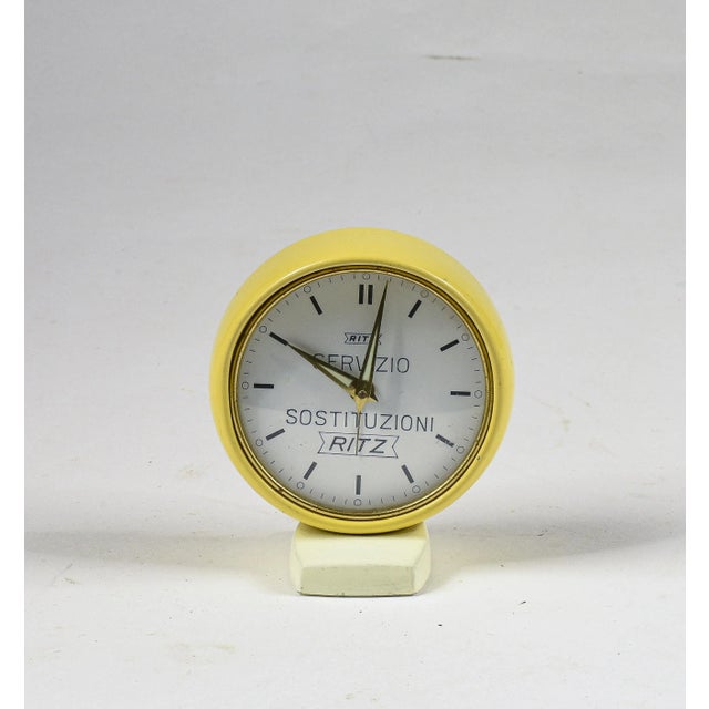 Metal Vintage Ritz Yellow Alarm Clock, 1960 For Sale - Image 7 of 7