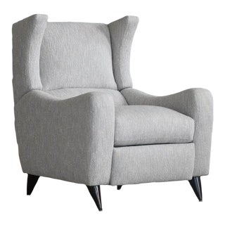 1990s Vladimir Kagan Style Juno Wingback Recliner Chair Newly Reupholstered For Sale