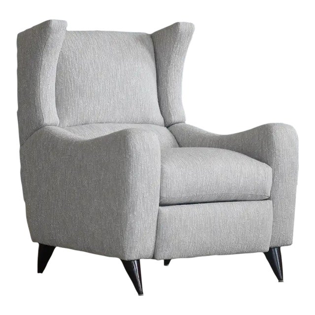 1990s Vladimir Kagan Style Juno Wingback Recliner Chair Newly Reupholstered For Sale