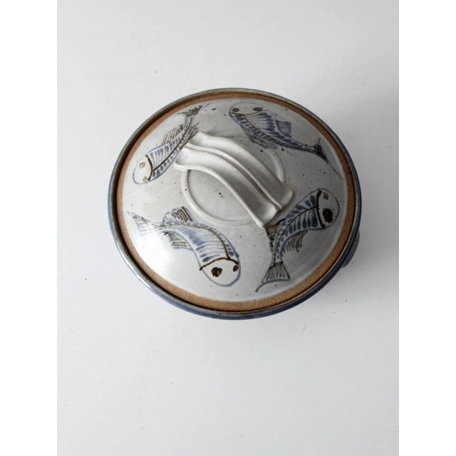 Ceramic Vintage Studio Pottery Covered Bowl For Sale - Image 7 of 13