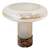 Mushroom Table Lamp with Marble Base and Opal Glass Shade For Sale