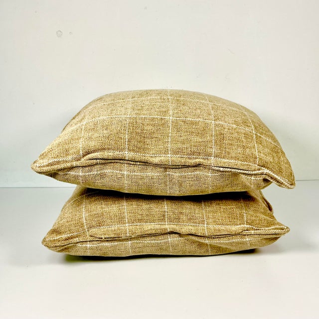 Early 21st C Americana Contemporary Tweed Window Pane Decorative Pillows - Set of 2 For Sale - Image 9 of 11