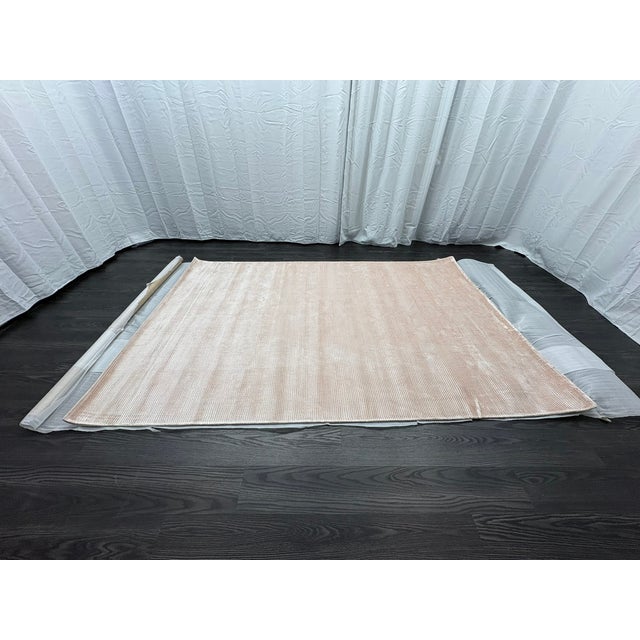 Blush Rh Reeve Stripe Handwoven Rug — 6' × 9' Petal | 100% Tencel™ | Subtle Sheen & Texture For Sale - Image 8 of 18