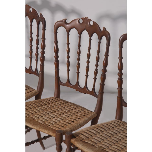 Italian Chiavarine Umbertine Chairs with Rope, 1920s, Set of 6, in Very Good conditions. Designed 1920 to 1949