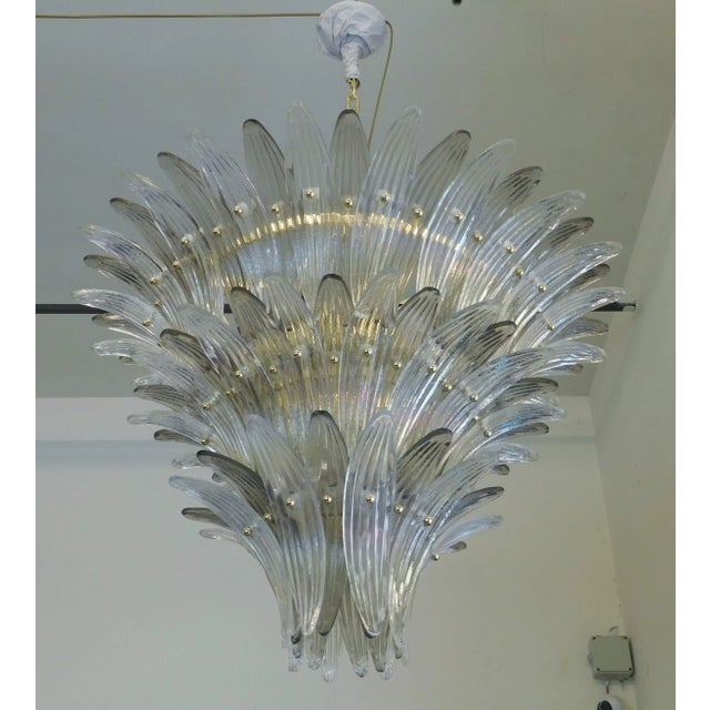 Fabio Ltd Clear and Smoky Palmette Chandelier For Sale - Image 4 of 5