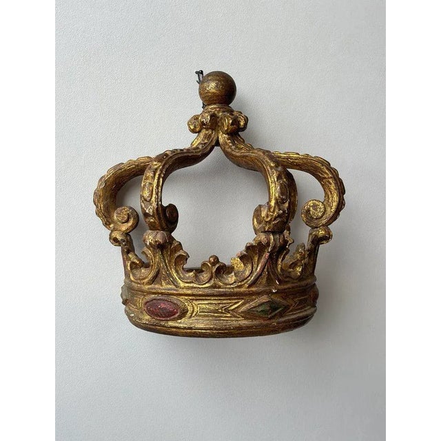 Rare Antique European Gilt Gesso + Carved Wood Demilune Bed Crown / Corona, Circa Mid 19th Century. A superb and large...