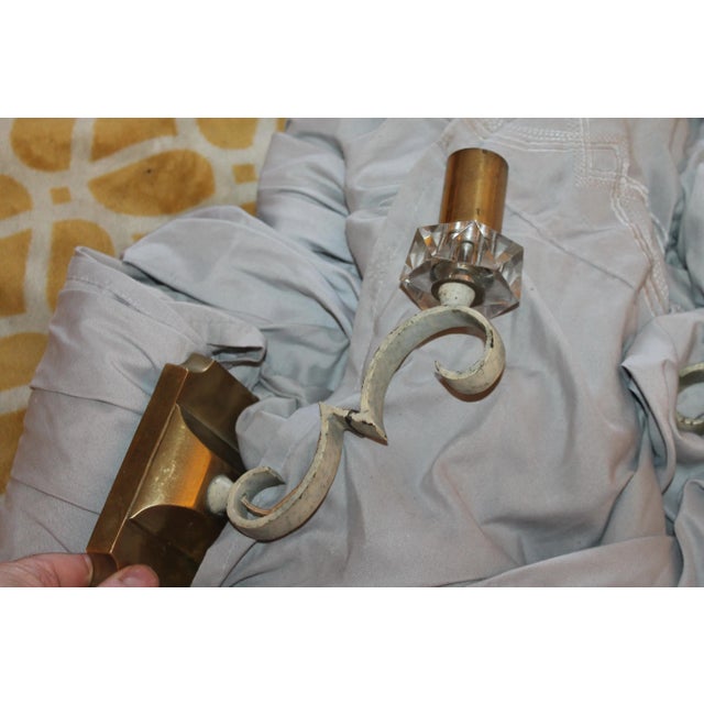 1930's French Art Deco Gilt and Patinated Bronze With Crystal Wall Sconces Documented by Jules Leleu a - Pair For Sale - Image 10 of 12
