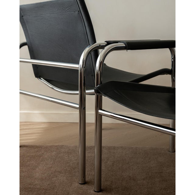 Vintage Bauhaus Klinte Lounge Chairs in Chrome and Leather by Tord Björklund for Ikea, 1980s, Set of 2 For Sale - Image 9 of 18