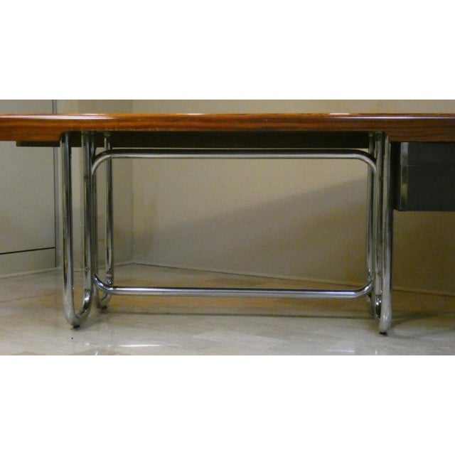 Modernist Bauhaus Desk in Wood and Chromed Steel, France, 1950s For Sale - Image 17 of 18