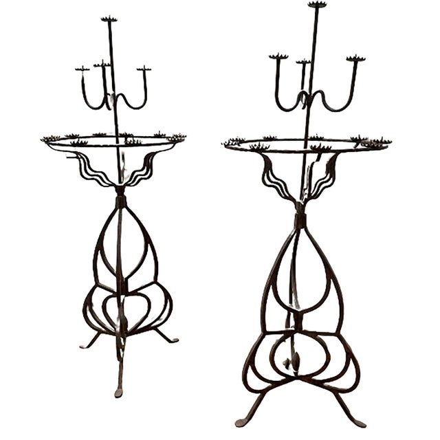 Pair of Antique Gothic Style Pedestal Candelabra Torcheres For Sale - Image 4 of 8
