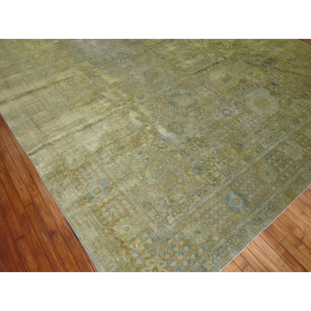 Antique Zabihi Collection Persian Tabriz Worn Room Size Rug - 10'3" x 13'2" For Sale - Image 9 of 12