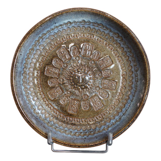 Stoneware Bowl with Sun Motif by Jean-Claude Taburet for Hb Henriot, 1960s-1970s For Sale