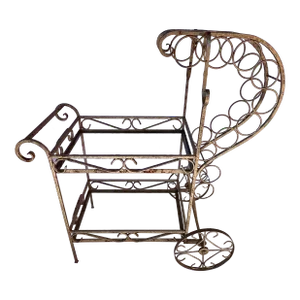 1970s Vintage Wrought Iron Wine / Bar Cart