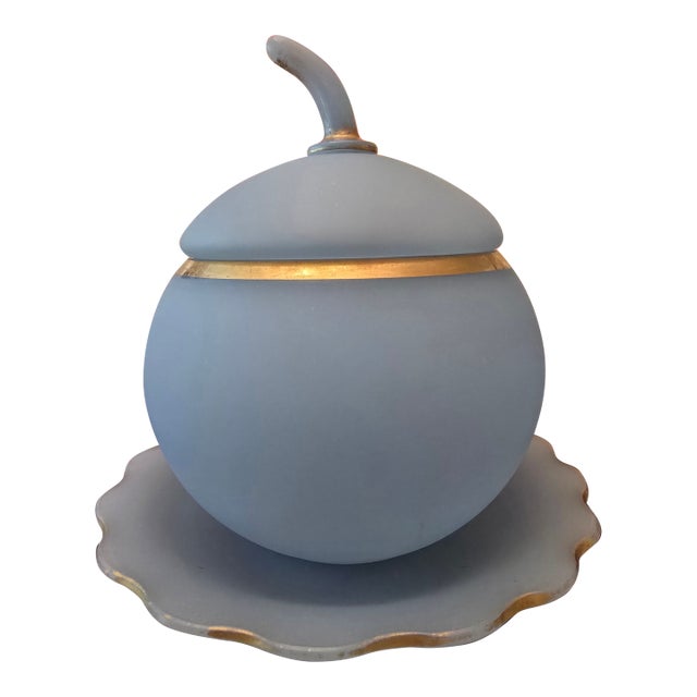 Antique French Opaline Crystal Baby Blue Punch Bowl For Sale