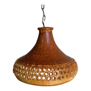 Mid 20th Century Mid-Century Modern Orange Ceramic Pendant Ceiling Lamp For Sale
