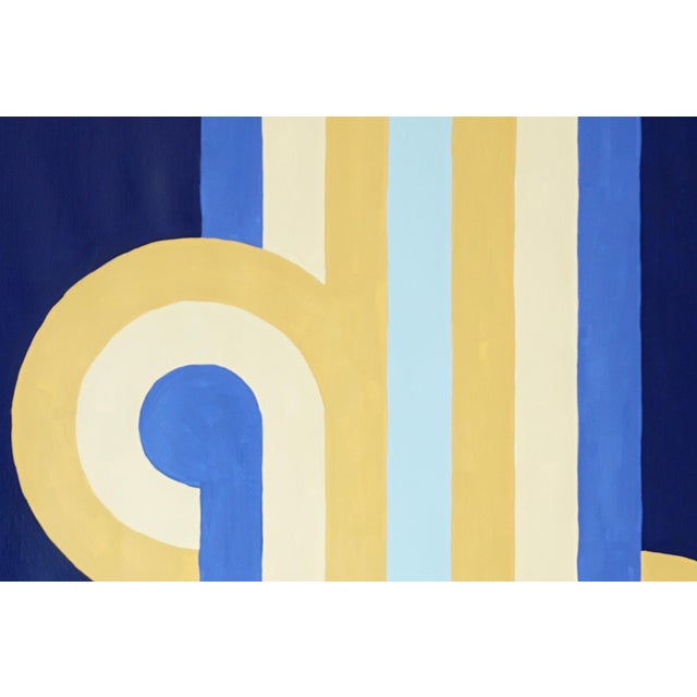 2020s 2026, Coming and Going, Art Deco Style Painting in Blue and Gold, For Sale - Image 5 of 8