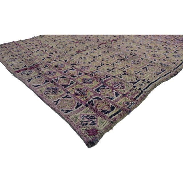 Vintage Berber Purple Moroccan Rug with Boho Chic Tribal Style 05'08 x 07'01. Showcasing a bold expressive design,...