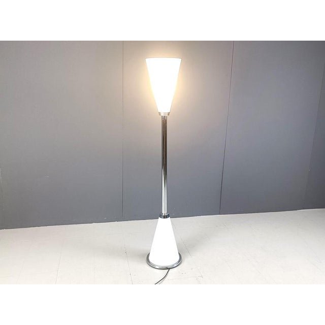 Silver Vintage Italian Glass Floor Lamp, 1990s For Sale - Image 8 of 11
