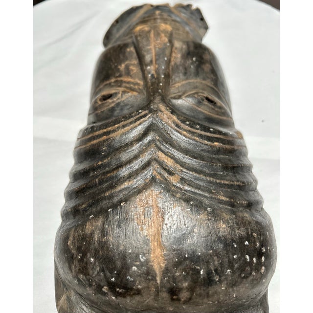 Tribal 1960s African Kuba-Lele Horned Hardwood Mask For Sale - Image 3 of 7