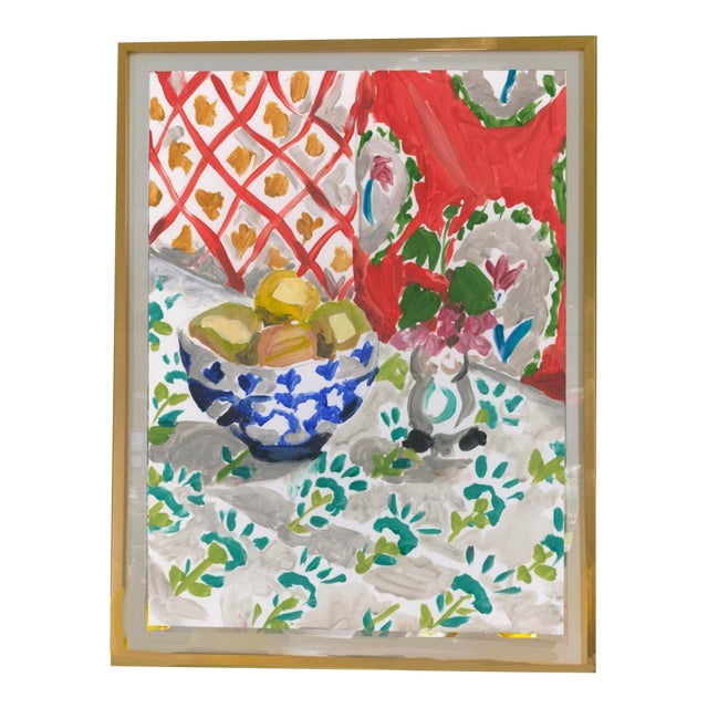 Blue Bowl and Lemon Still Life For Sale