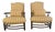 Pair of French Country Style Lounge Chairs W/ Ottomans For Sale
