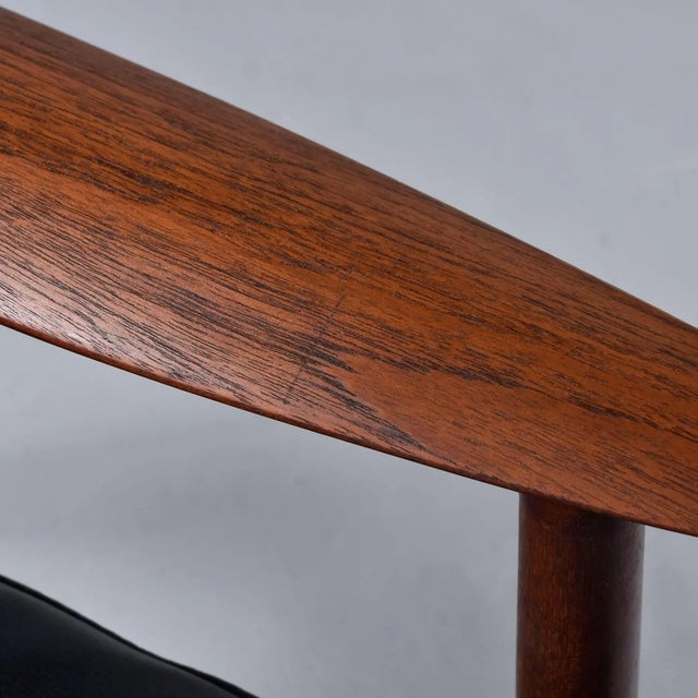 Pair of Restored Moreddi 1950's Danish Teak Rocking Chairs in Black Leather For Sale - Image 10 of 11